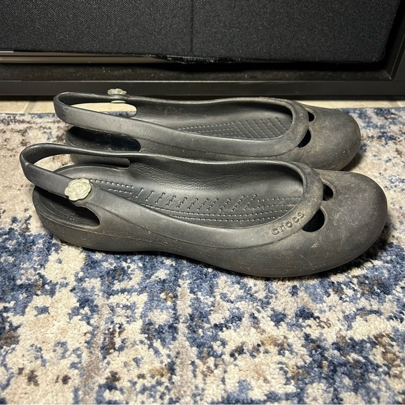 Crocs Jayna Black Slingback Slip On Flats Size 8 - Picture 1 of 11